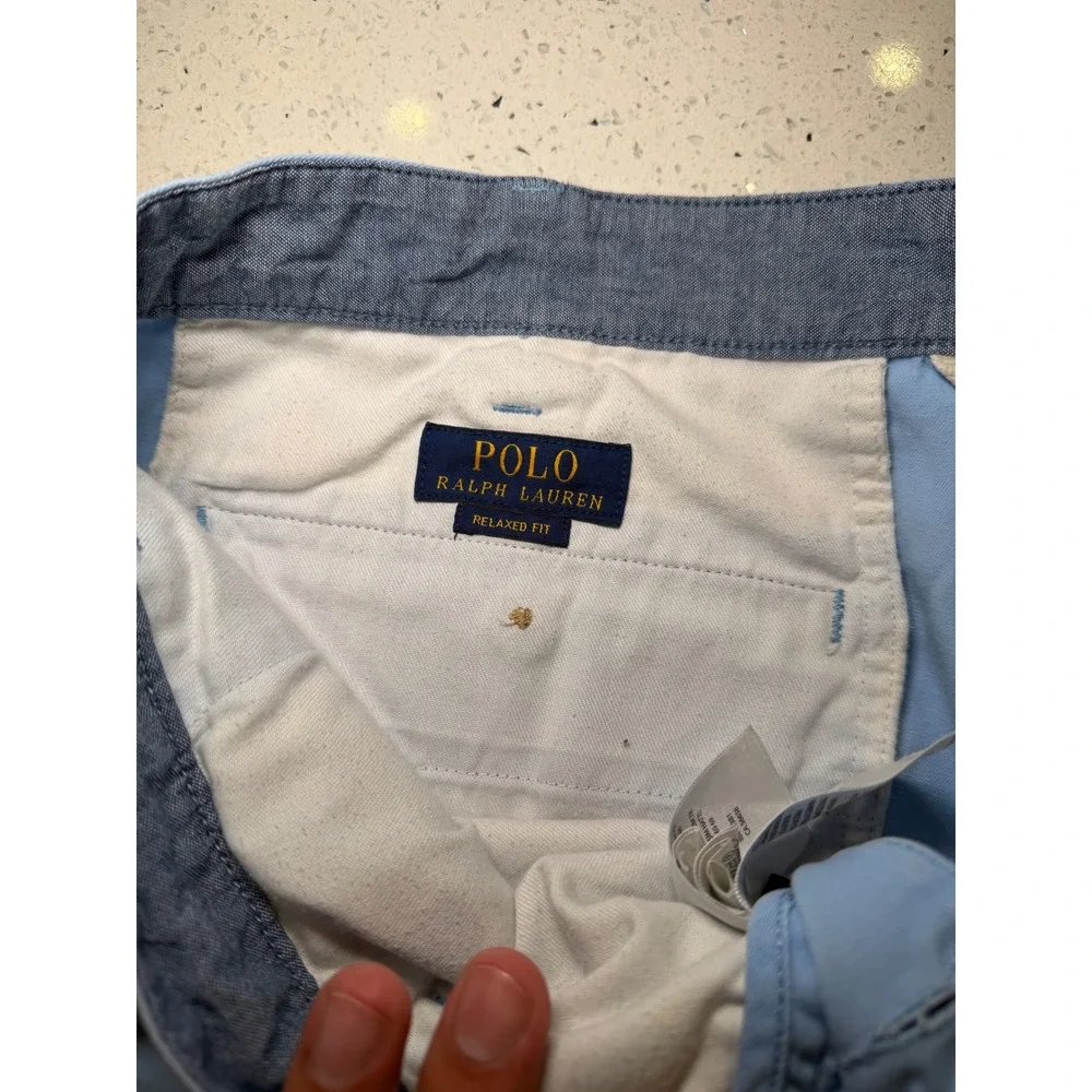 Polo Ralph Lauren Mens Light Blue Relaxed Fit Chino Shorts Size 36 Pony Logo